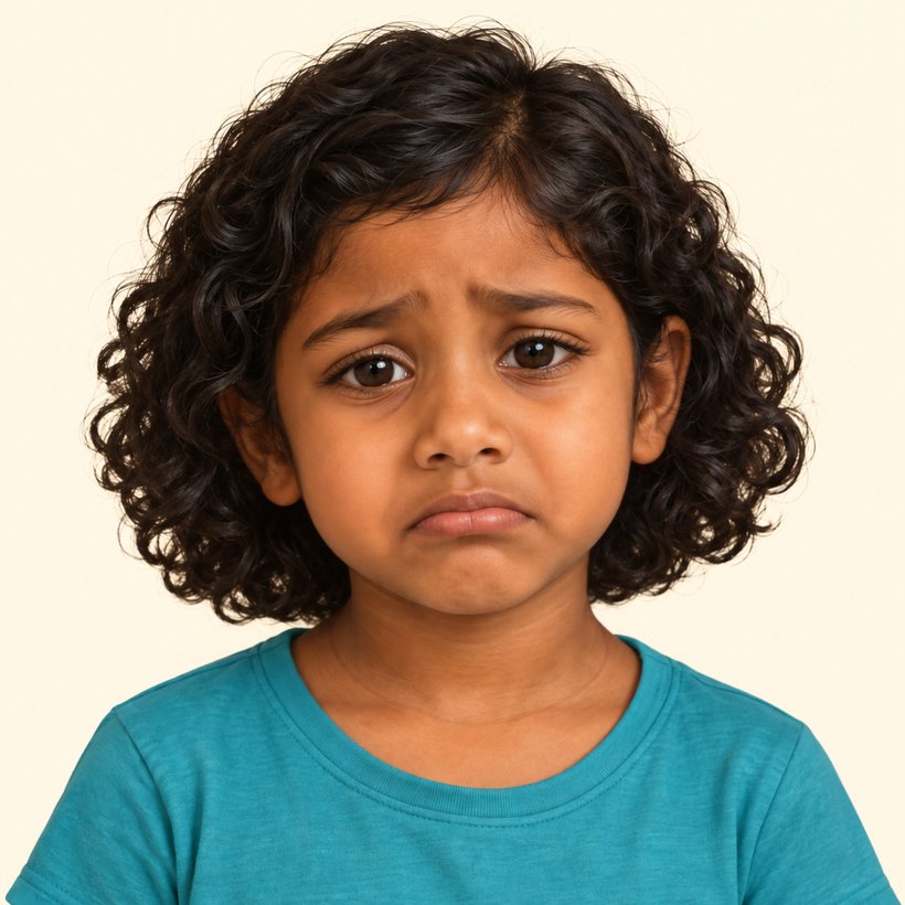 Maya showing a sad face