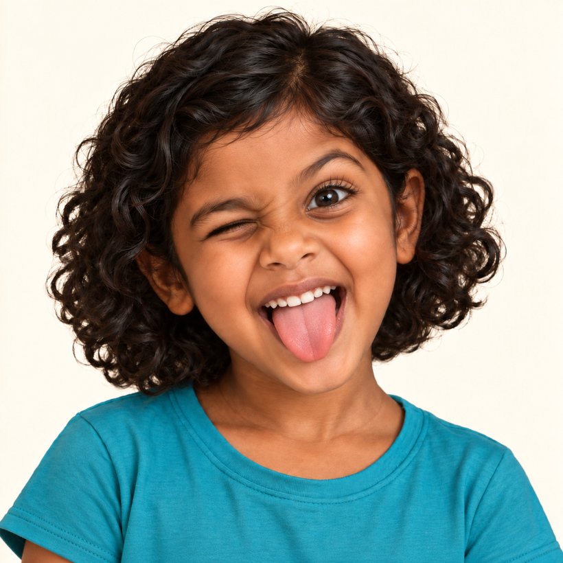 Maya showing a silly face