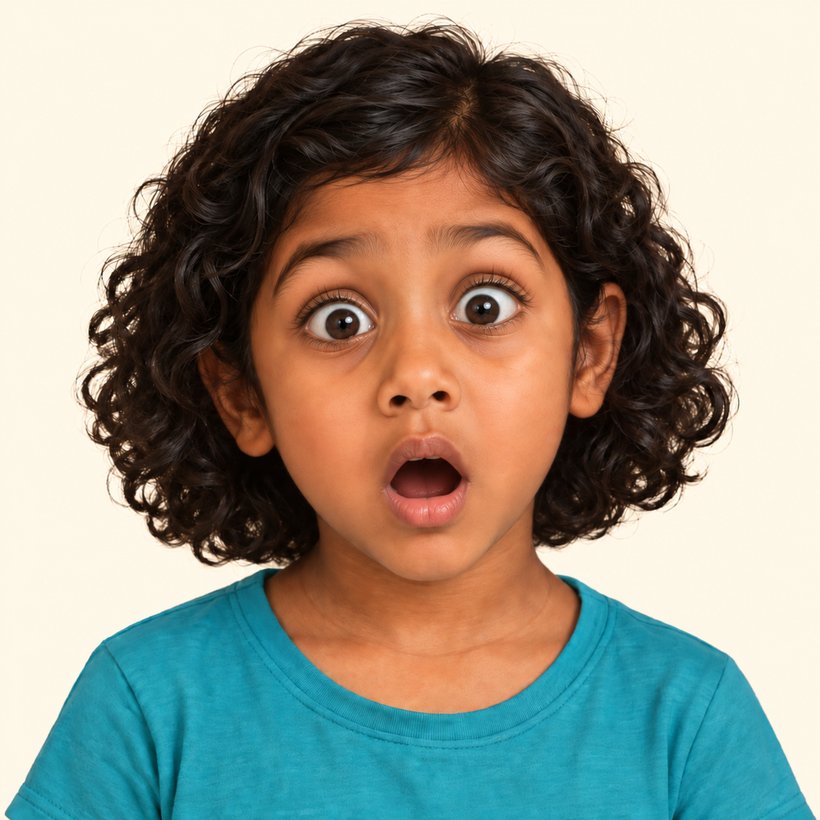 Maya showing a surprised face