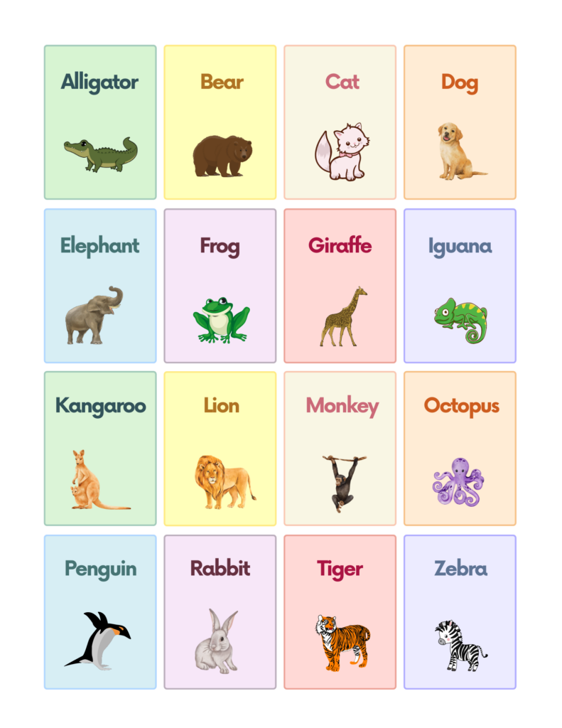 Free Animals Flashcards for Autism and Speech Therapy AutisticHub