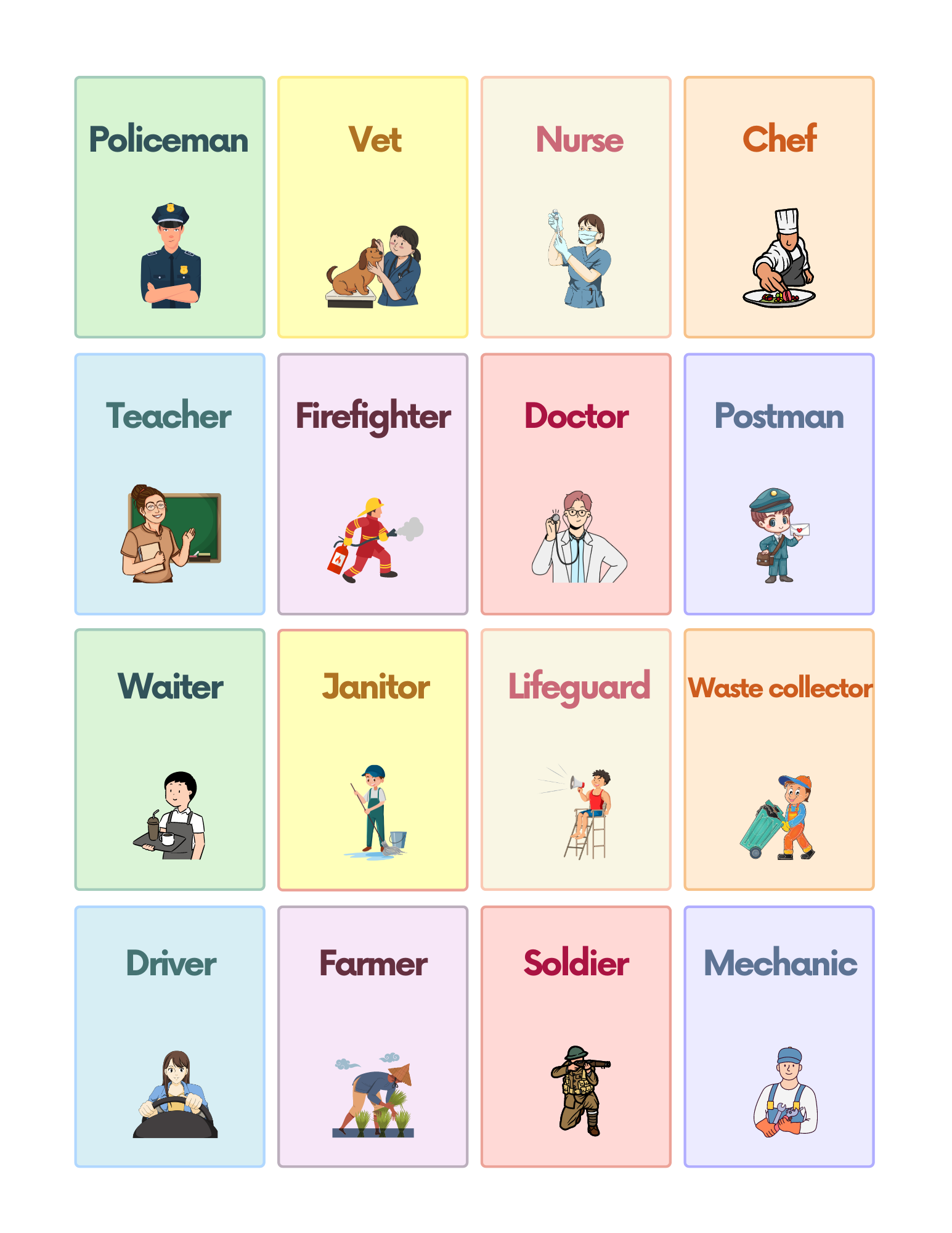 Community Helpers Free Printables Flashcards