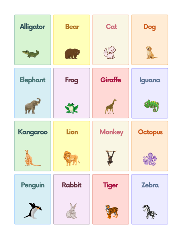 Free Animals Flashcards for Autism and Speech Therapy AutisticHub
