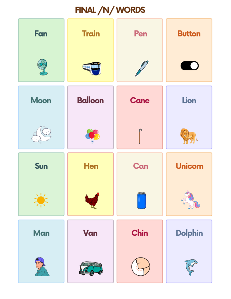 Free N Sound Articulation Words Flashcards | AutisticHub