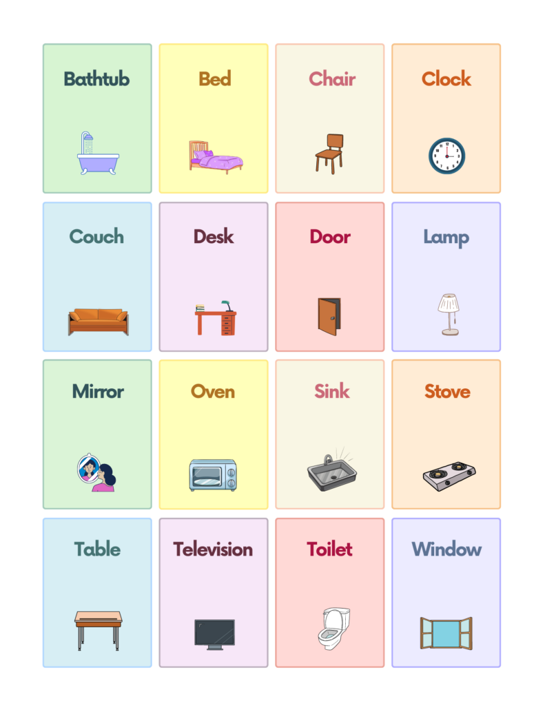 Household Items Vocabulary For Kids