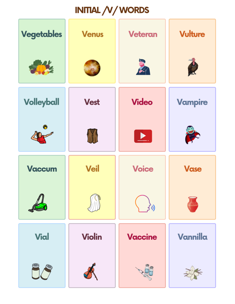 v medial words speech therapy